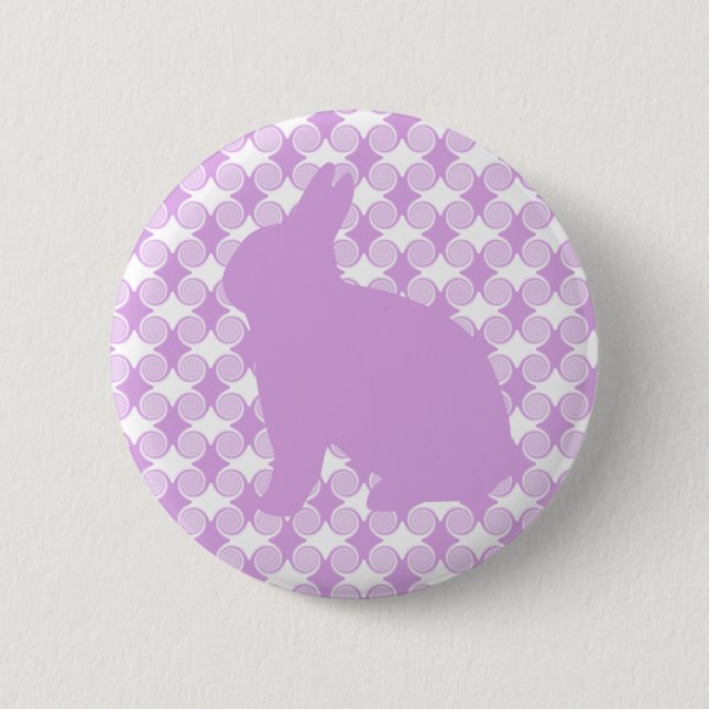 Easter Bunny Swirls Button, Lavender Button (Front)