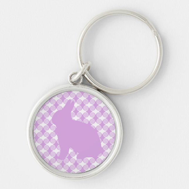 Easter Bunny Swirls Keychain, Lavender Keychain (Front)