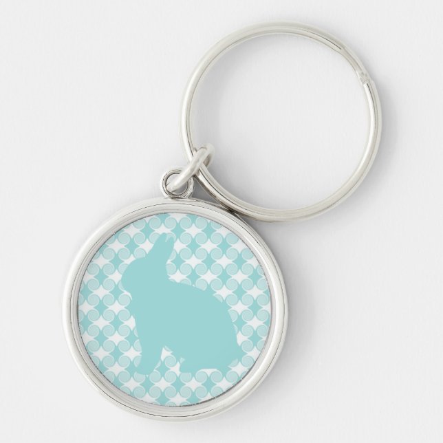 Easter Bunny Swirls Keychain, Light Blue Keychain (Front)