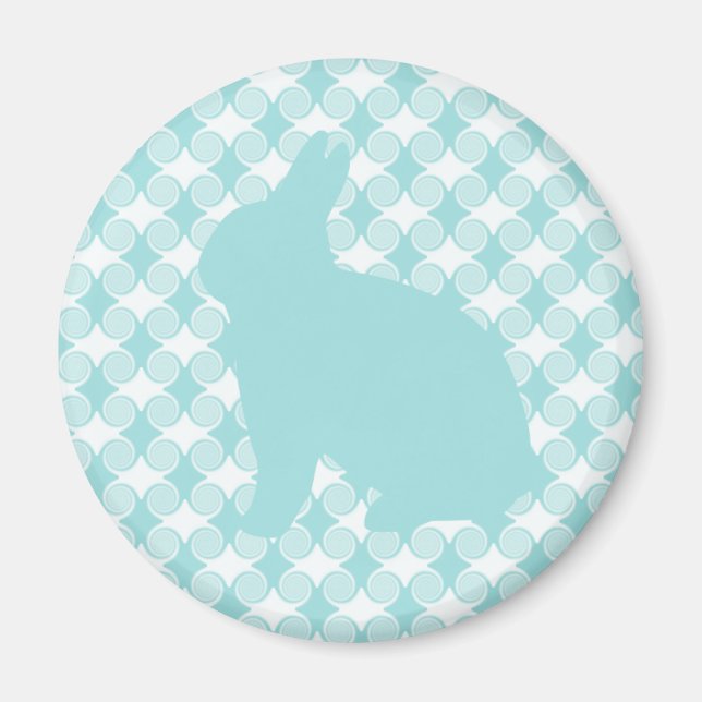 Easter Bunny Swirls Magnet, Light Blue Magnet (Front)