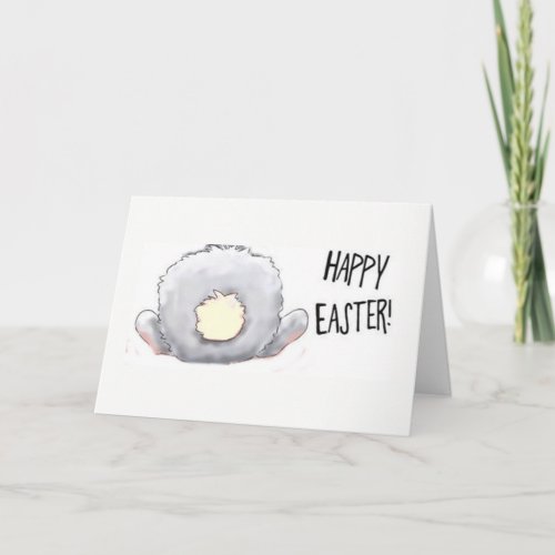 EASTER BUNNY TAIL CARTOON SAYS HIPPITY HOPPITY HOLIDAY CARD