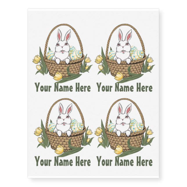 Easter Bunny Temporary Tattoo Custom Easter Gifts (Front)