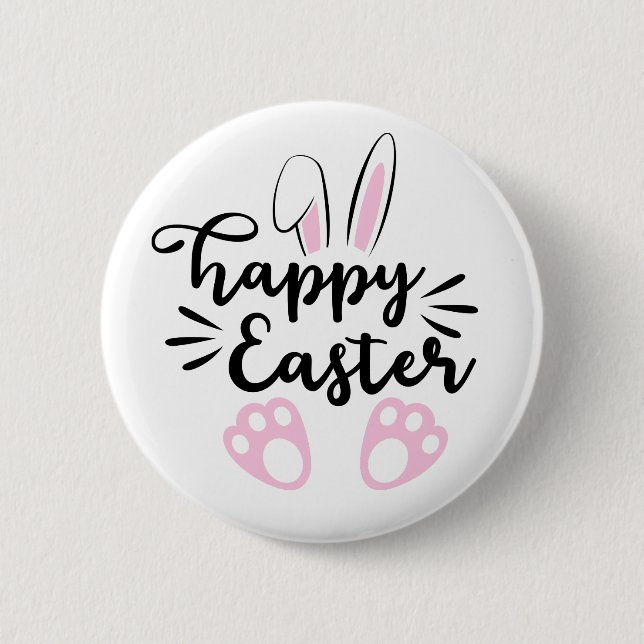Easter bunny text round button (Front)