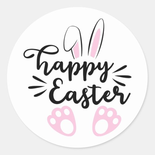 Easter bunny text round sticker