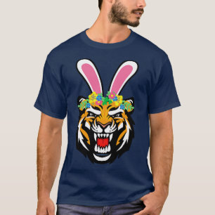 Easter bunny tiger with flowers  T-Shirt