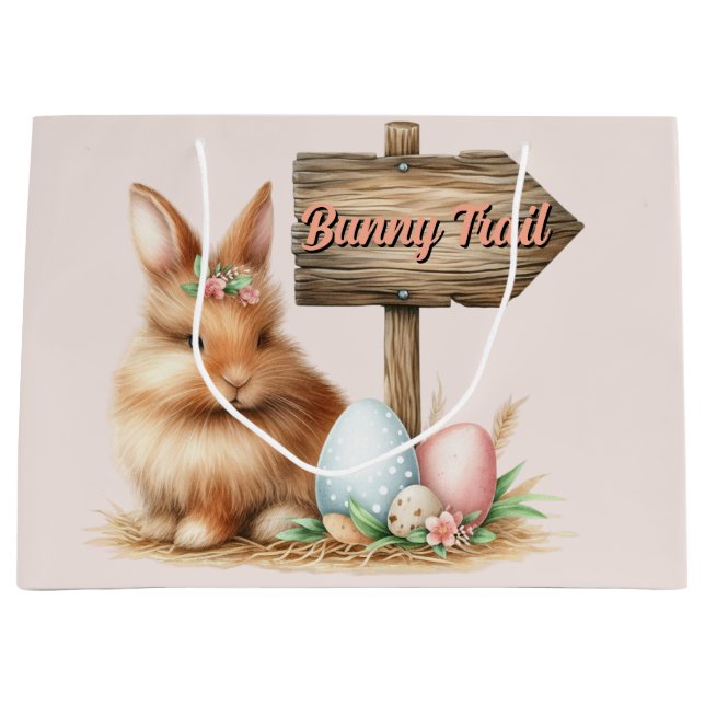 Easter Bunny Trail Large Gift Bag (Front)
