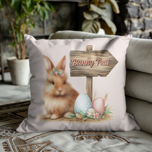 Easter Bunny Trail Throw Pillow (Creator Uploaded)