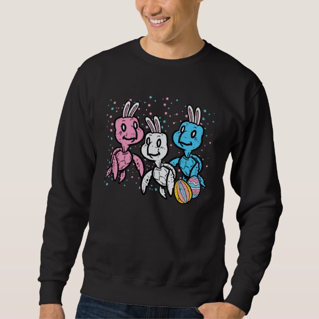 Easter Bunny Turtles Egg Hunting Boys Girls Kids T Sweatshirt (Front)