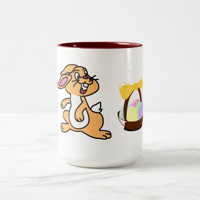 Easter bunny two toned mug. Two-Tone coffee mug (Center)