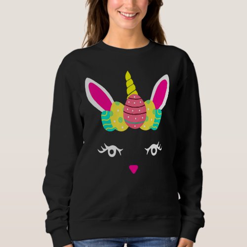 Easter Bunny Unicorn Cute Bunny Face Egg For Women Sweatshirt