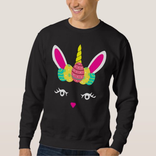 Easter Bunny Unicorn Cute Bunny Face Egg For Women Sweatshirt