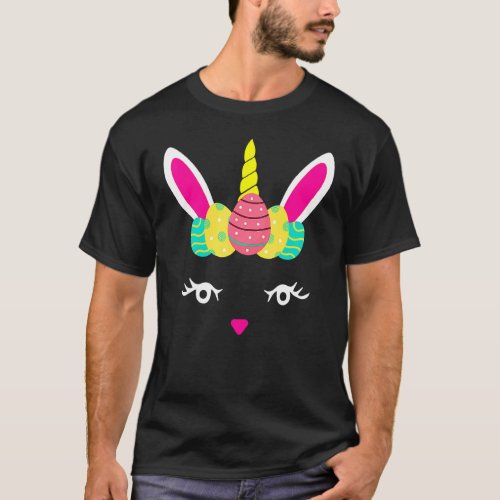 Easter Bunny Unicorn Cute Bunny Face Egg For Women T_Shirt