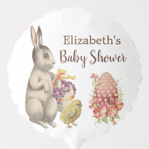 Easter Bunny Vintage Rabbit & Chicken Baby Shower Balloon