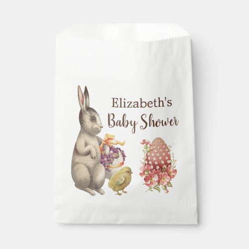 Easter Bunny Vintage Rabbit  Chicken Baby Shower Favor Bag