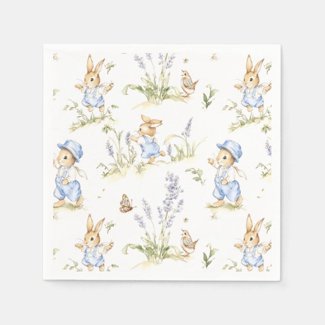 Easter Bunny Vintage Rabbit Paper Napkins (Front)