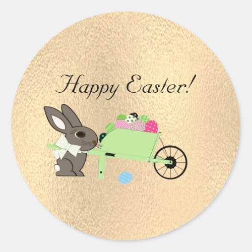 Easter Bunny w Wheelbarrow Classic Round Sticker