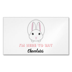 Easter bunny waiting to eat chocolates business card magnet