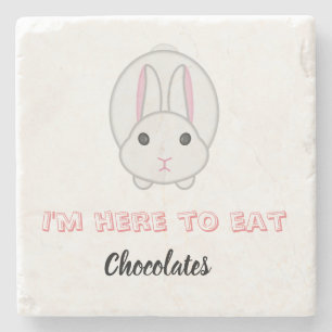 Easter bunny waiting to eat chocolates stone coaster
