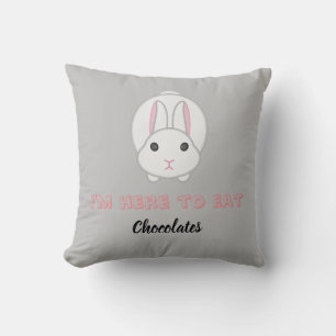 Easter bunny waiting to eat chocolates thr throw pillow