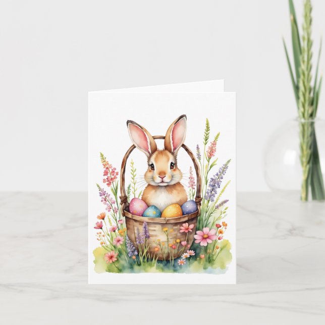 Easter Bunny Watercolor Easter Card (Front)