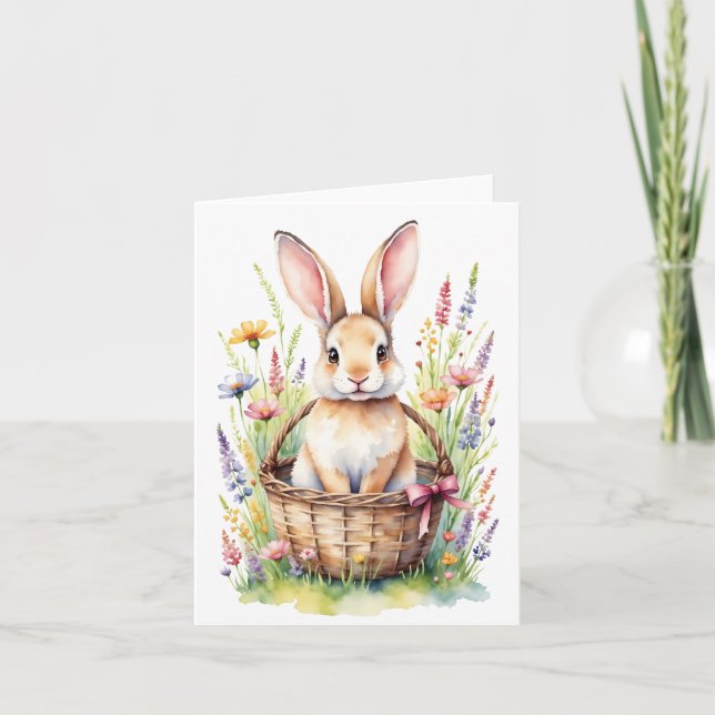 Easter Bunny Watercolor Easter Card 3 (Front)