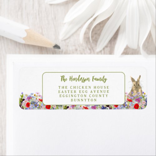 Easter Bunny Watercolor Floral  Label