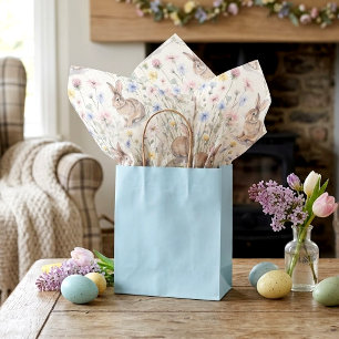 Easter Bunny Watercolor Floral Spring Tissue Paper