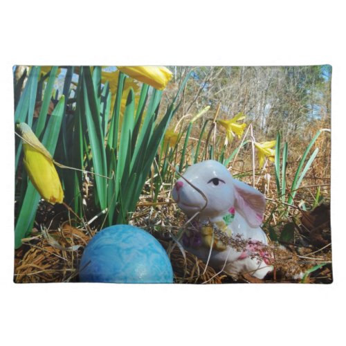 Easter Bunny   white Rabbit  blue egg Placemat