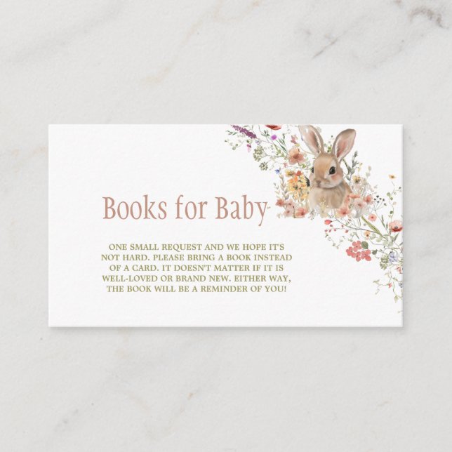 Easter Bunny Wildflower Baby Shower Book Request  Enclosure Card (Front)