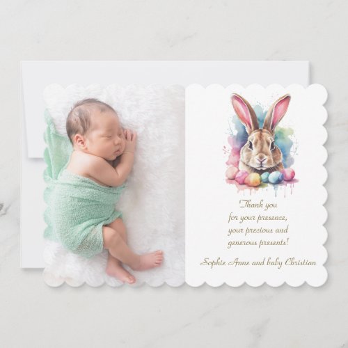 Easter Bunny Wildflowers Girl Boy Baby Shower  Thank You Card