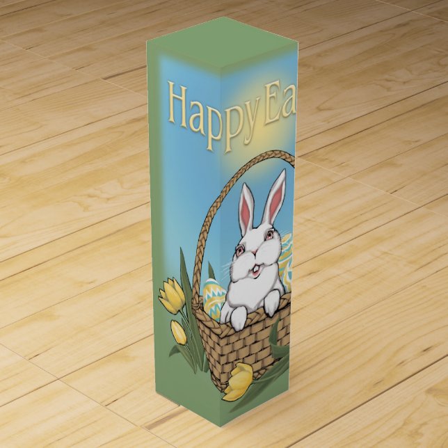 Easter Bunny Wine Box Custom Easter Rabbit Box (Front)