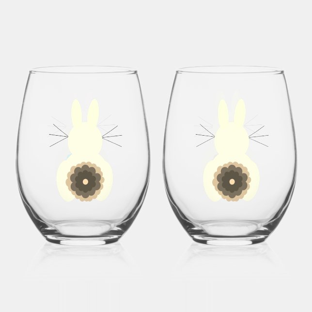 Easter Bunny Wine Glass Set (Front)