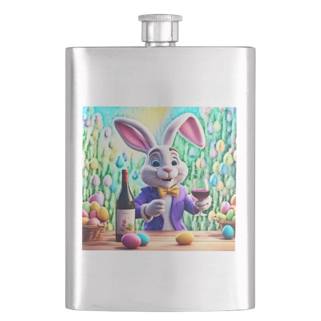Easter Bunny Wine Time Flask (Front)