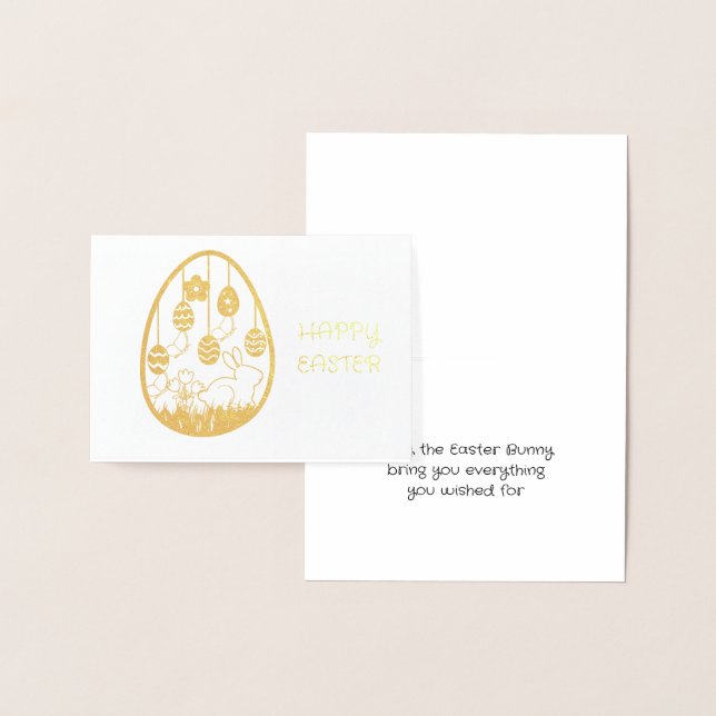Easter Bunny Wishes Gold Foil Card (Display)