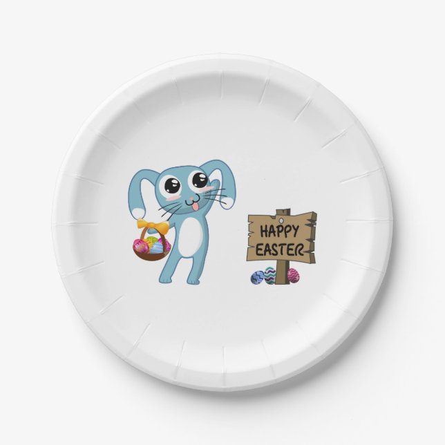 Easter Bunny wishes Happy Easter Paper Plates (Front)