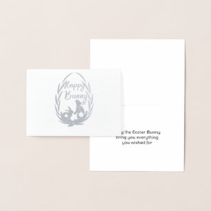 Easter Bunny Wishes Silver Foil Card
