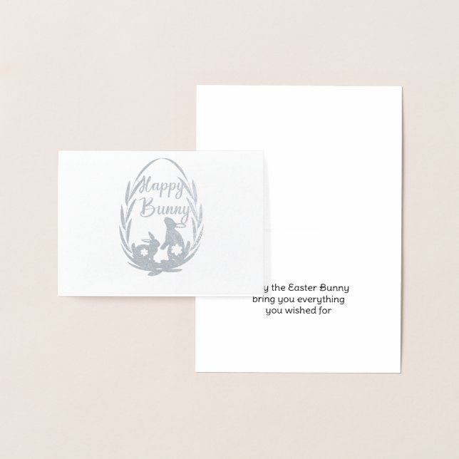 Easter Bunny Wishes Silver  Foil Card (Display)