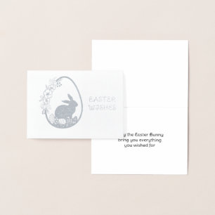 Easter Bunny Wishes Silver  Foil Card