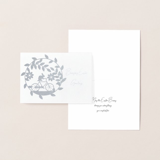 Easter Bunny Wishes Silver Foil Card (Display)