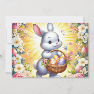 easter bunny with a basket invitation
