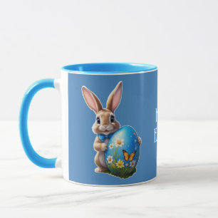 Easter bunny with blue bow -  mug