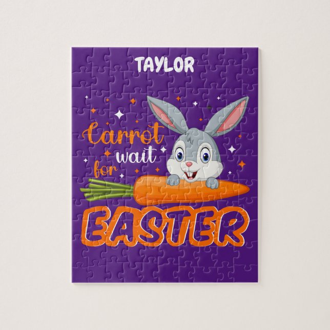 EASTER "BUNNY WITH CARROT" PUZZLE PERSONALIZED. (Vertical)