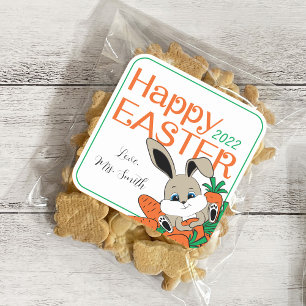 Easter Bunny with Carrots Gift Sticker & Labels