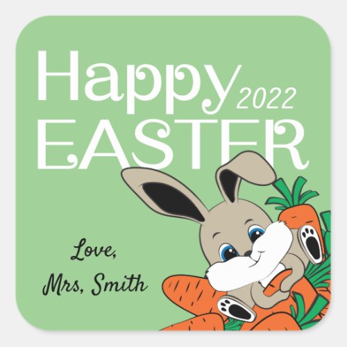 Easter Bunny with Carrots Gift Sticker  Labels