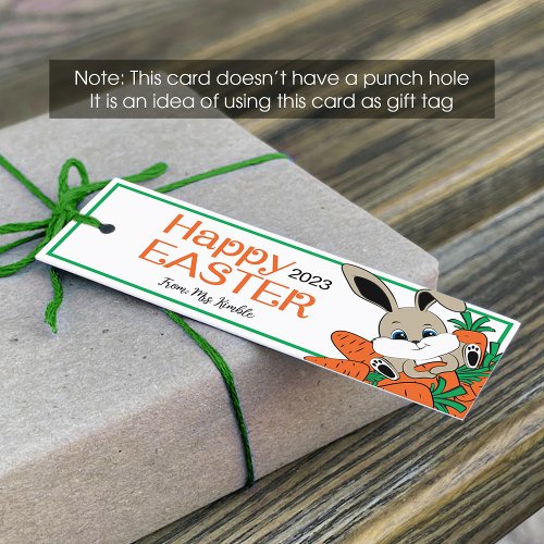 Easter Bunny with Carrots tag 1x3 inch