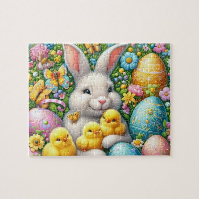 Easter Bunny With Chicks Jigsaw Puzzle (Horizontal)