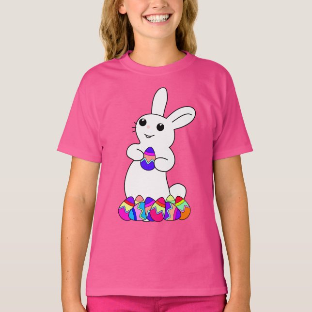 Easter Bunny with Colored Egg T-Shirt (Front)