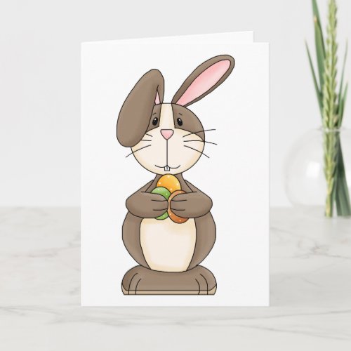 Easter Bunny with Colored Eggs Holiday Card