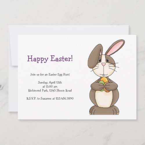 Easter Bunny with Colored Eggs Invitation
