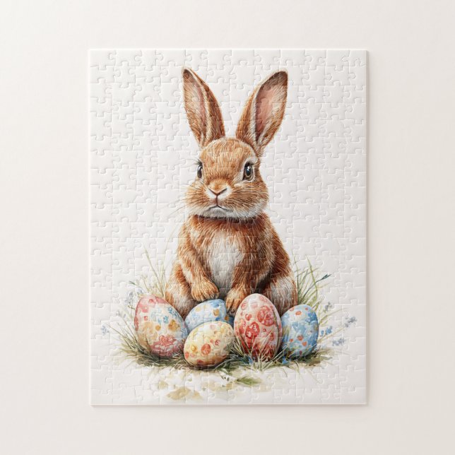Easter Bunny with Colored Eggs Jigsaw Puzzle (Vertical)